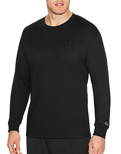 Champion Men's Classic Jersey Long Sleeve T-Shirt, Black, M