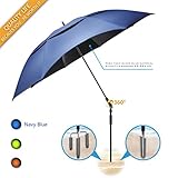 BESROY Portable Beach Umbrella - Outdoor Sunshade with Telescoping Pole, Windproof Stakes & Carry Bag - UV Protection, 360° Rotating, for Beach, Patio, Pool, Terrace, Park