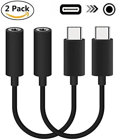 2 Pack of Type C to 3.5mm Headphone Jack Adapter,Type C 3.1 Male to 3.5mm Female Stereo Audio Headphone Cable for Motorola Moto Z Series, Macbook Pro, LeEco Le 2/Max 2 and Other USB C Devices