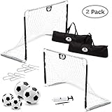Morvat Soccer Goal Set for Backyard, Outdoor Toys Soccer Net, Soccer Goals for Backyard, Soccer Accessories, Pop Up Soccer Goals, Set of 2, Includes 2 Goal Nets, Soccer Balls and More, Black and White