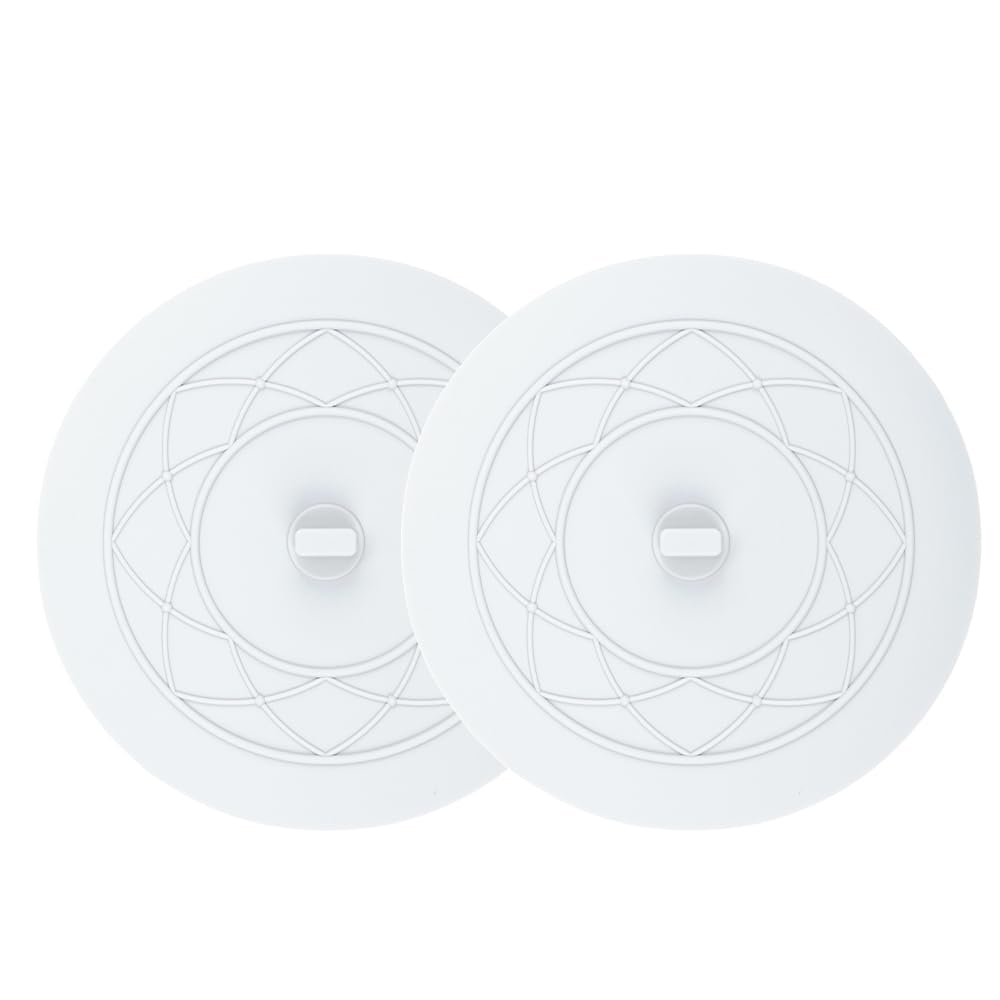 Tub Stopper 2PCS,Bathtub Drain Stopper,6 inches Bathtub Tub Drain Cover Stopper,Silicone Drain Plug,Kitchen Bathroom Hair Water Shower Stopper,Large Bathroom Laundry Accessories (White/White)