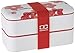 monbento - Bento Box MB Original Blossom with Compartments - 2 Tier Leakproof Lunch Box for Work and Meal Prep - BPA Free - Food Grade Safe - Japanese Flowers - Red & White