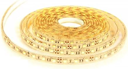 LEDJump LED Flexible Lighting Tape Strip Warm White, 5 Meter or 16 Ft, 3528 Type, 300 SMD, 12V 3000k, Non-Waterproof
