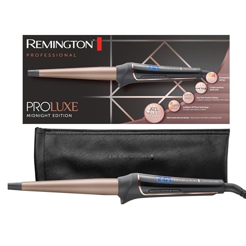 Remington boucleur cheveux [pour grandes boucles 25-38mm & ondulations naturelles] PROluxe Midnight (technologie OPTIheat, réglage Pro+ coiffage en douceur, écran LCD, mise température rapide) CI91W1B