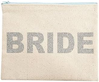 THE ARTSY TRAIL Glitter Silver Bride Canvas Pouch