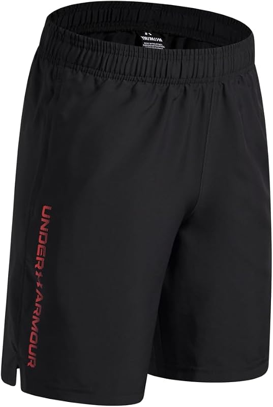 Garçon UA Tech Woven Wordmark Shorts, Noir, Rouge Venin, M EU