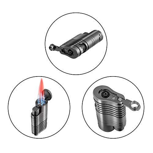 PIPITA Windproof Cigar Lighter Torch Quad 4 Jet Red Flame RefillableButane Gas Cigar Lighter with Punch Metal Cigarette Lighter (Gunmetal Gray)