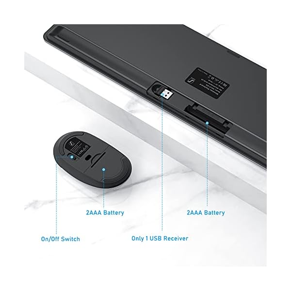 Seenda-Wireless-Keyboard-and-Mouse-Full-Size-Keyboard-and-Mouse-Set-Low-Profile-Compact-Wireless-Mouse-and-Keyboard-for-WindowsComputerPCLaptop-Space-Grey Seenda Wireless Keyboard and Mouse, Full-Size Keyboard and Mouse Set, Low Profile Compact Wireless Mouse and Keyboard…
