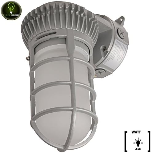 Perlite Lighting 12-Watt 840 Lumens 5000K LED Grey Powder Coated Vaporproof Wall Mount Light With Frosted Lens Super White LED Fixture