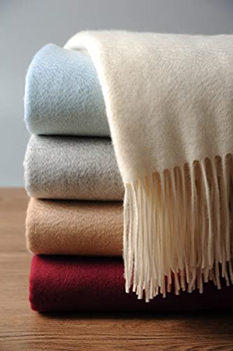 EP Mode 100% Pure Cashmere Throw Blanket for Sofa, Whisper White |
