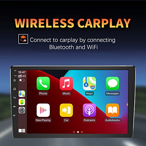 ZHNN Double Din Car Stereo with Wireless CarPlay&Android Auto Android