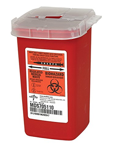 Sharps container biohazard needle disposal - 1 quart - pack of 2
