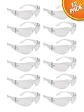 Malta Dynamics Clear Frame Safety Glasses, One Size, Anti-Scratch, Impact Resistance (12 Pack), ANSI Compliant