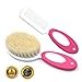 Baby Hair Brush and Comb Set for Newborns & Toddlers Eco-Friendly Safe and Soft Goat Bristle Brush, Perfect for New Baby Shower and Registry Gift (Pink)