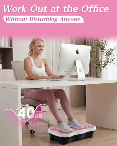 Vibration Plate Exercise Machine for Lymphatic Drainage, 180 Speeds Vibrating Fitness Platform for Full Body Workout and Weight Loss, 300 Lbs Capacity with Resistance Bands and Bluetooth for Women Men
