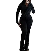 Molilove Womens 2 Piece Outfits Lounge Sweatsuit Set Long Sleeve Zipper Crop Jacket Long Flare Pants Tracksuits Workout Set