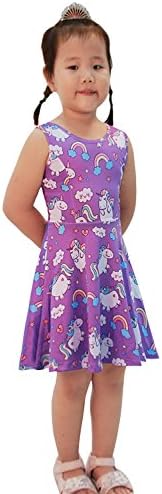 Girls Unicorn Dress Soft Floral Summer Casual Dress for 3-8 Years