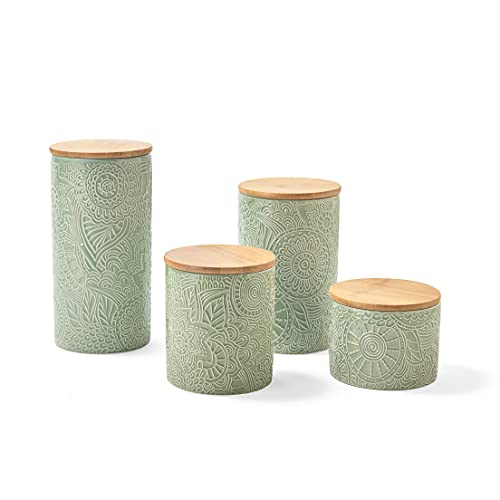 American Atelier Embossed Canister Set 4Piece Ceramic Set Jar