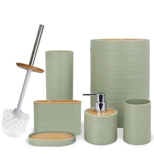 CERBIOR Bamboo 6 Piece Bath Ensemble Green