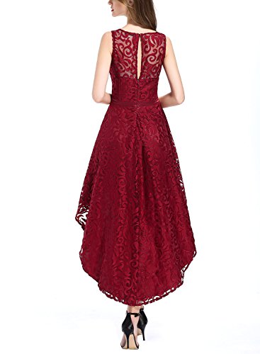 OWIN Women's Retro Lace High-Low Formal Homecoming Party Evening Cocktail Bridesmaid Dress (S, Wine Red) - Thumbnail 4