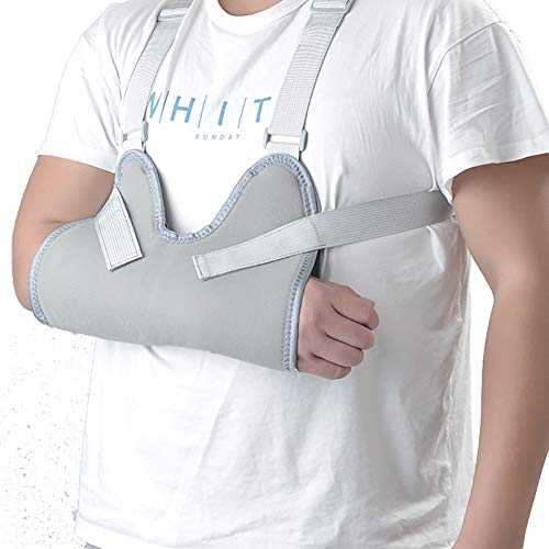 HNYG Medical Arm Sling Shoulder Immobilizer- Rotator Cuff Support Brace - Ergonomic Adjustable Grey Strap for Men, Women & Kids A786