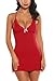 Avidlove Sleepwear Womens Chemise Sexy Nightie Full Slip Lace Babydoll Dress Red X-Large