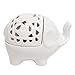 MyGift Decorative White Elephant Openwork Design Ceramic Tea Light Candleholder