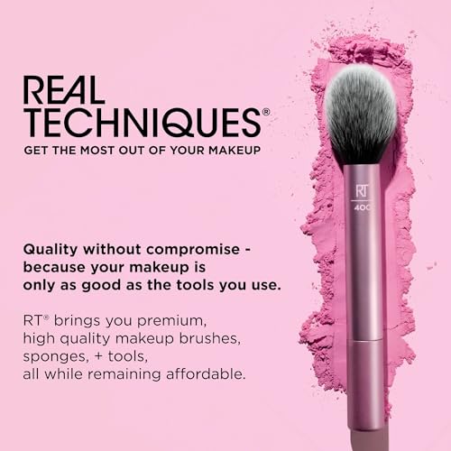 REAL TECHNIQUES 6 PIECE EVERYDAY ESSENTIALS MAKEUP BRUSH SET, INCLUDES 4 BRUSHES & 2 MAKEUP SPONGES, FOR FOUNDATION, BLUSH, BRONZER, CONTOUR, EYESHADOW, & POWDER, TRAVEL GIFT SET, CRUELTY-FREE & VEGAN