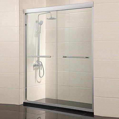 Framed Sliding Shower Door - Albrillo 60" x 70" Tub Door, 1/4" Clear Glass, 2 Bathtub Sliding Doors with 2 Handle Bars - Thumbnail 5