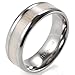 SHARDON Men's 8mm Beveled Edge Titanium Wedding Ring with Real Deer Antler Inlay