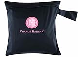 Charlie Banana Washable Diaper Tote Wet Bag (Black w/Pink)