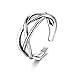 CANDYFANCY 925 Celtic Knot Ring Sterling Silver Forefinger Ring Open Middle Knuckle Thumb Ring for Women Adjustable Size 4-6(Three line Twist)