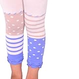 Naartjie Girls Cotton Fashion Leggings - Stripes with Dots and Ruffle Bottom