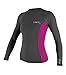 O'Neill Women's Premium Skins UPF 50+ Long Sleeve Rash Guard, Graphite/Berry/Graphite, Medium
