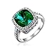 Yoursfs Green Emerald Crystal Women Ring 18k White Gold Plated Wedding Ring for Women