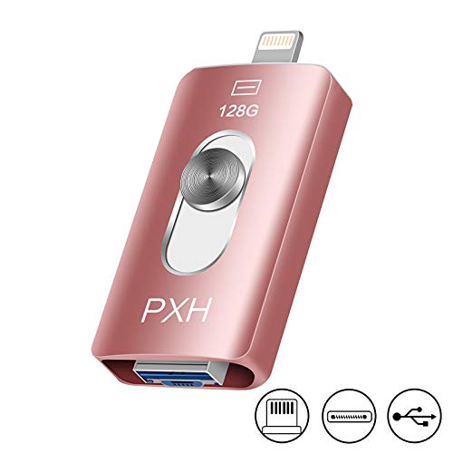 UPSTONE USB 3.0 128GB iPhone Flash Drive For iPhone X XR XS MAX, Photo Stick For iPhone 6, iPhone 6 Plus, iPhone 8 Plus, iPad Pro, External Storage for iPhone iPad USB (PINK128)