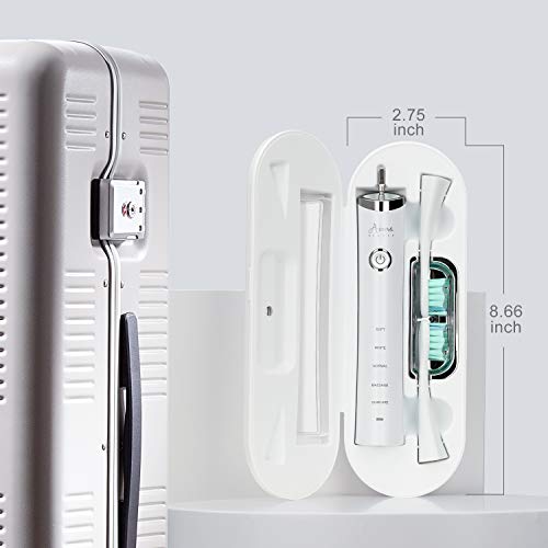 Sonic Electric Toothbrush with UV Sanitizer Travel Case，Wireless Rechargeable Sterilizer Powered Tooth Brushes for Adults, 5 Optional Modes, 2 Mins Smart Timer, USB Fast Charging & Replace (White) - Thumbnail 2