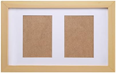 Fastnova 8x13 inch Wood Picture Frames Made to Display Two 3.5x5 Pictures with Mat or One 7x12 picture Without Mat, Table Top and Wall Mounting Material Included