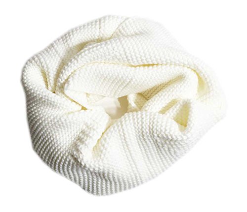 Aesthetinc Classic Solid Color Knit Infinity Scarf (White)
