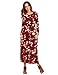 Floerns Women's Long Sleeve Floral Print Button Casual Maxi Dress Red XL