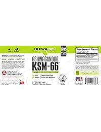 NutraBio Ashwagandha KSM-66 Suplemento de hierbas (90 cápsulas vegetales, 600 mg cada una)