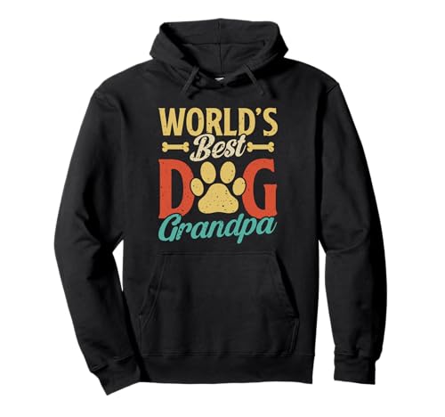 Retro World's Best Dog Grandpa Puppy Grandfather Dog Lover Pullover Hoodie