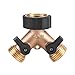 Brass Tap Adapter, 2 Way Y Shape 3/4 Hose Connector Garden Irrigation,