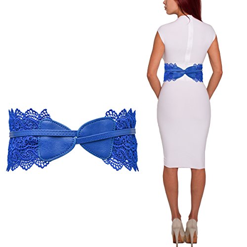 Womens Faux Leather Obi Belt Self Tie Wrap Around Cinch Boho Waist Band Lace Fashion Accessories for Dresses