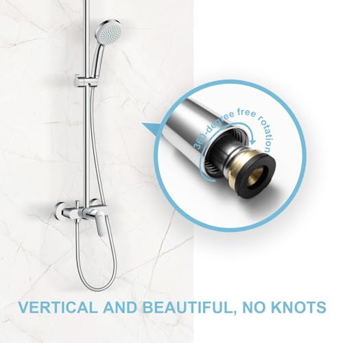 Shower Hose, 2.0m PVC Universal Smooth High-Pressure Shower Pipe with Washer, Replacement for Bath Taps, Sliver