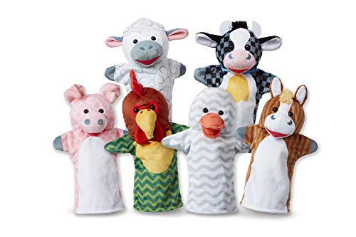 Melissa & Doug Barn Buddies Hand Puppets, Set of 6 (Cow, Sheep, Horse, Duck, Chicken, Pig)