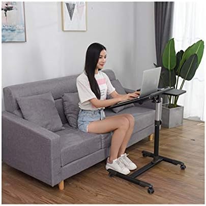 調節可能なラップトップベッドテーブル シットスタンドモバイルノートpcデスクローリングコンピュータカートを高さ調節ローリングラップトップスタンド Color Black Constructioncapitalmanagement Com