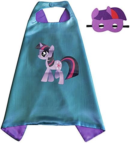 Whoopgifts Twilight Sparkle Costume Superhero Capes with Masks for Kids, Girls My Little Pony Birthday Party Favors, Dress up &amp; More