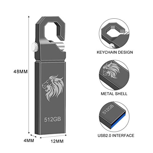 Memory Stick 512GB Thumb Drive USB 2.0 Jump Drive USB Flash Drive 512GB Photo Stick (Grey 512GB)