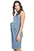 LaClef Womens Front Pleat Knee Length Midi Maternity Dress (Medium, Turquoise)